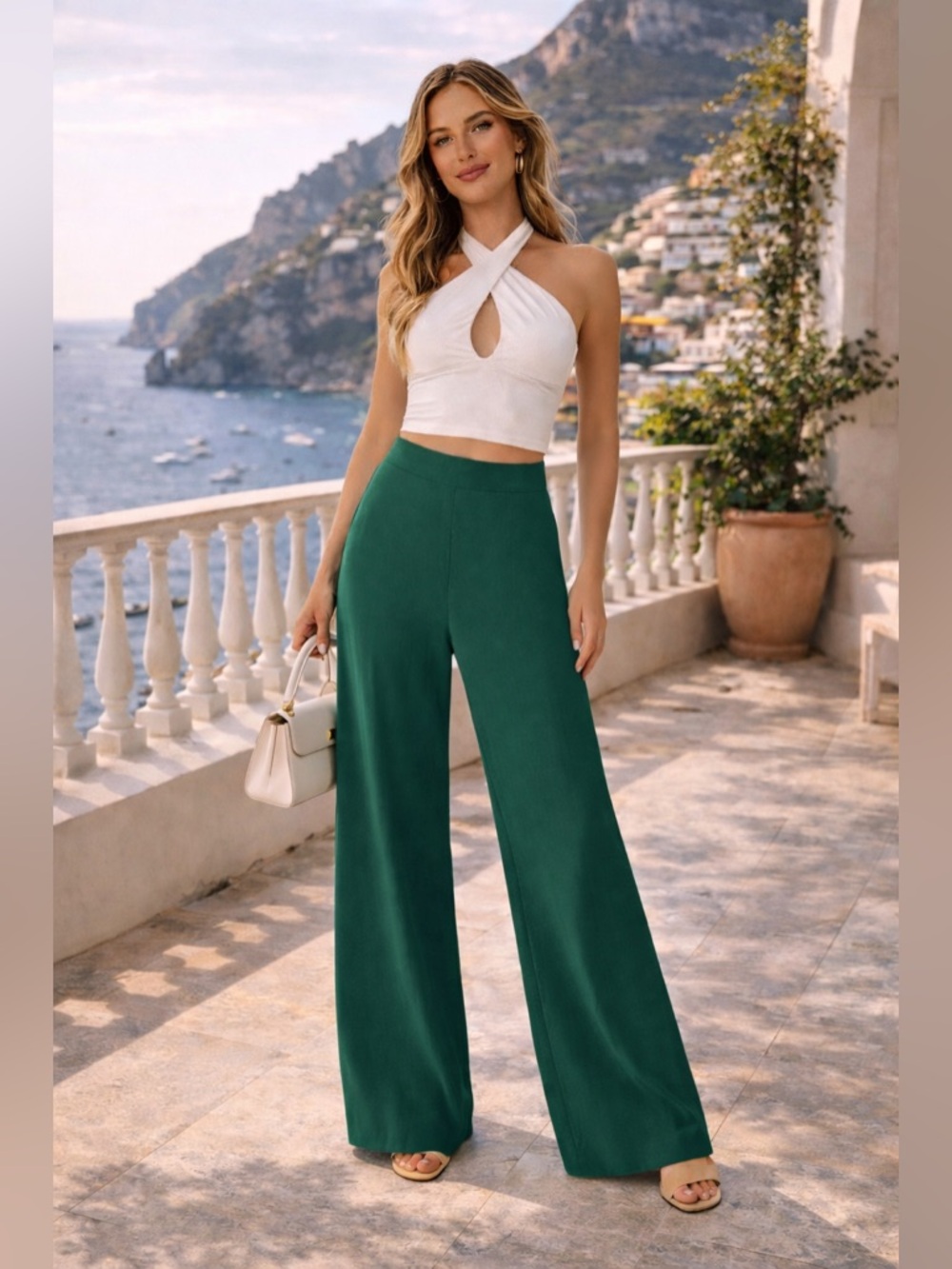BLOGGER FAVE Zara Emerald Green High-Waisted Flare Pants Chic Tailored Fit